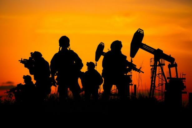 soldiers and oil wells